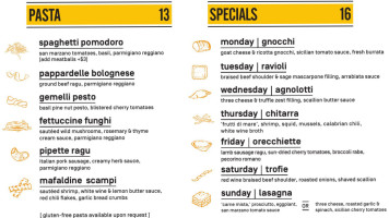 Forma Pasta Factory menu